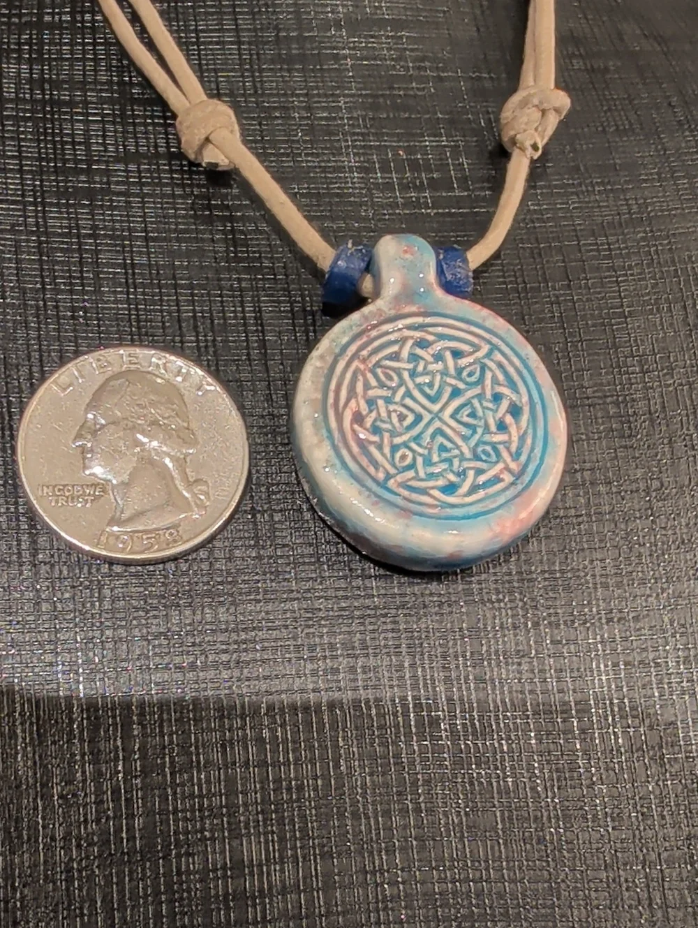 Handmade Celtic Eternity Knot Beaded Adjustable Cord Necklace